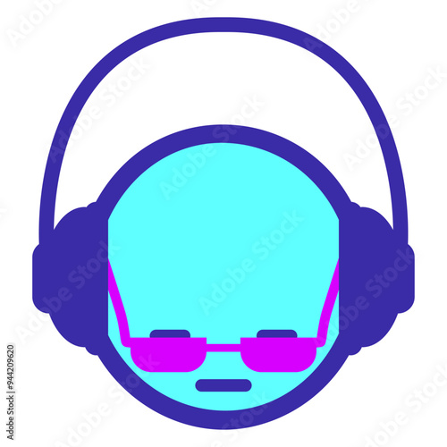 Head Enjoy Music DJ Cool Face Headphone Pink Sunglasses Party Night Listen Loud Bass Sound Dancing Clubber Raver Comic Humor Cartoon Fun Disco Club Festival Band Concert Techno Discothek Love