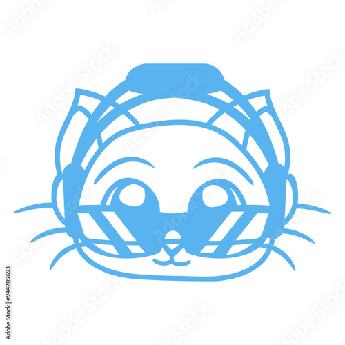 Cute Little Cat Pet Animal Kitten Head Enjoy Music DJ Cool Face Headphone Sunglasses Party Night Listen Loud Bass Sound Dancing Clubber Raver Comic Cartoon Fun Disco Club Band Concert Techno Discothek