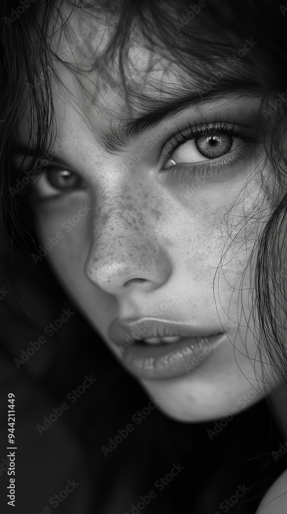 Woman black and white close up Woman black and white close up