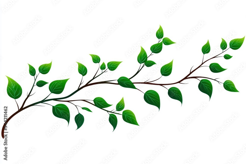 Green Branch with Lush Leaves Green Branch with Lush Leaves