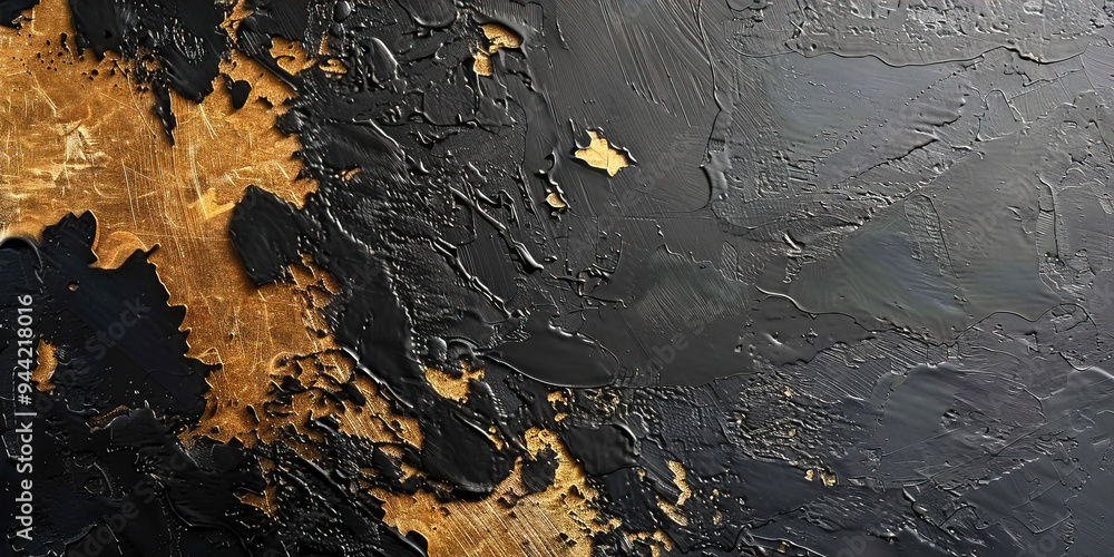 A close-up of a black surface with gold leaf applied A close-up of a black surface with gold leaf applied