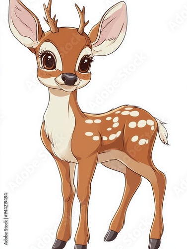 Adorable Cartoon Fawn with Big Eyes