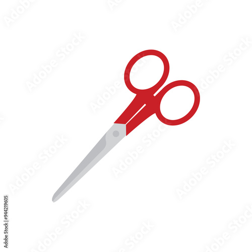 Scissors cartoon. scissors with red handle isolated on white background. Vector illustration.
