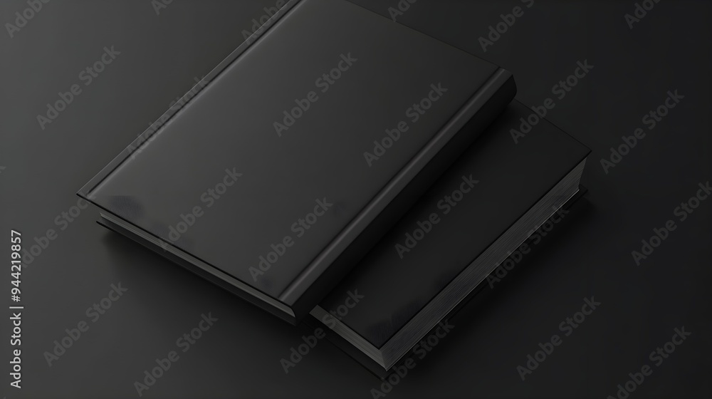 Two Black blank Books Mockup on dark background, 3d rendering Two Black blank Books Mockup on dark background, 3d rendering
