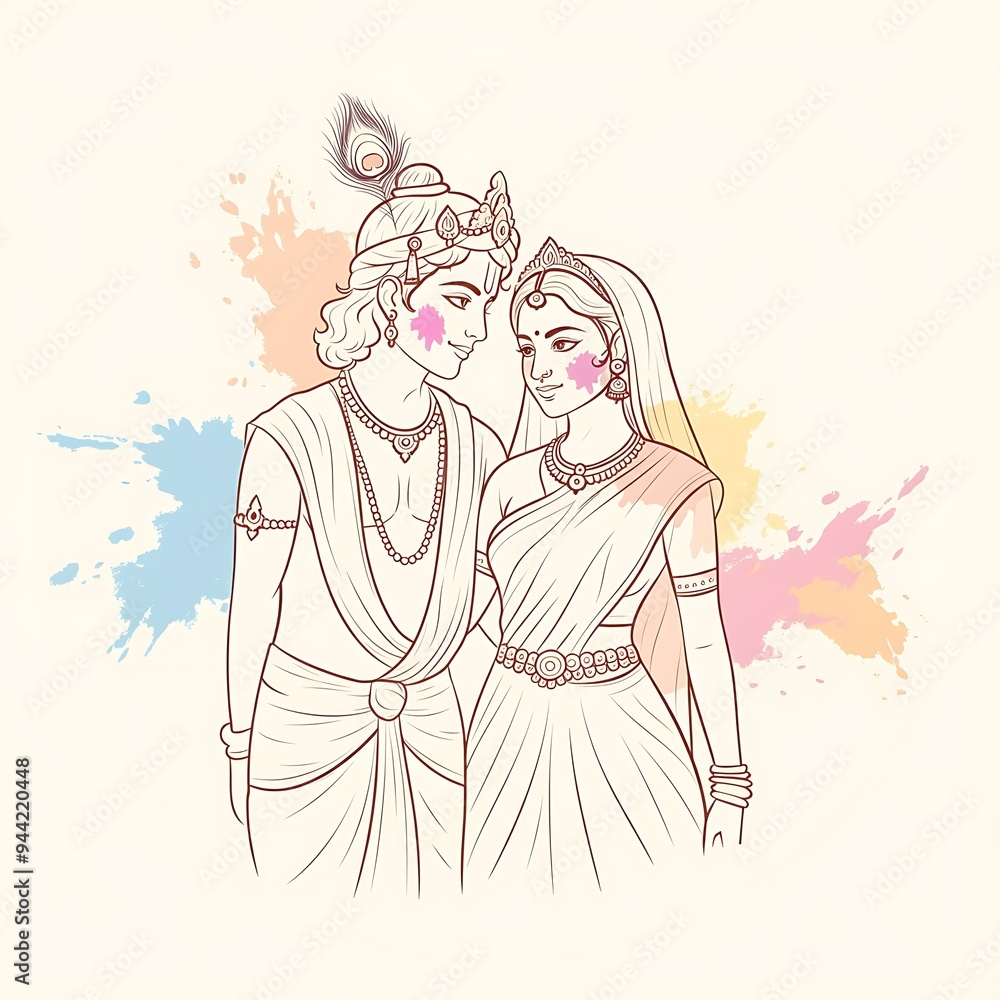 Lord Krishna and Goddess Radha are playing Holi. Lord Krishna and Goddess Radha are playing Holi.