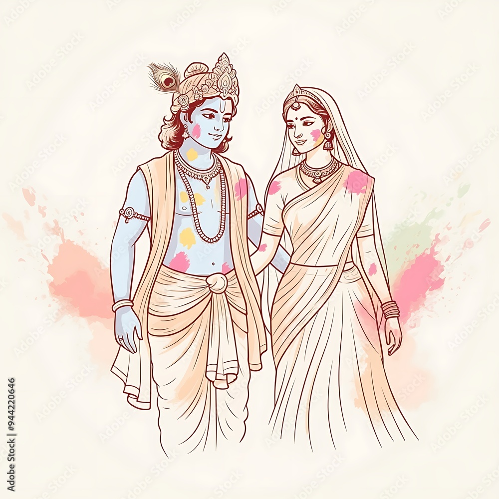 Lord Krishna and Goddess Radha are playing Holi. Lord Krishna and Goddess Radha are playing Holi.