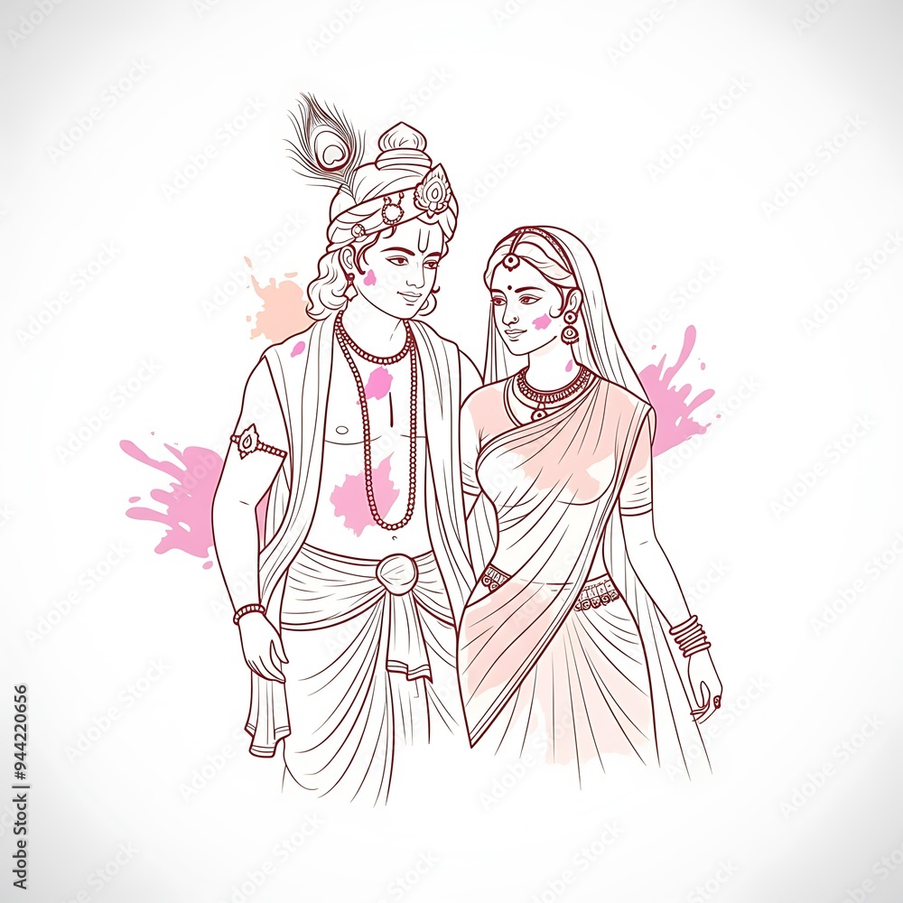 Lord Krishna and Goddess Radha are playing Holi. Lord Krishna and Goddess Radha are playing Holi.
