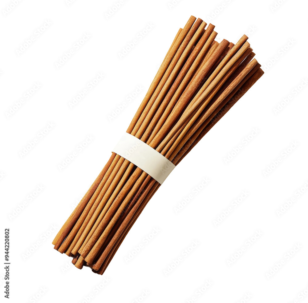 A bundle of fresh cinnamon sticks tied together, showcasing their rich brown color and texture, perfect for cooking or decoration. Transparent background PNG A bundle of fresh cinnamon sticks tied together, showcasing their rich brown color and texture, perfect for cooking or decoration. Transparent background PNG