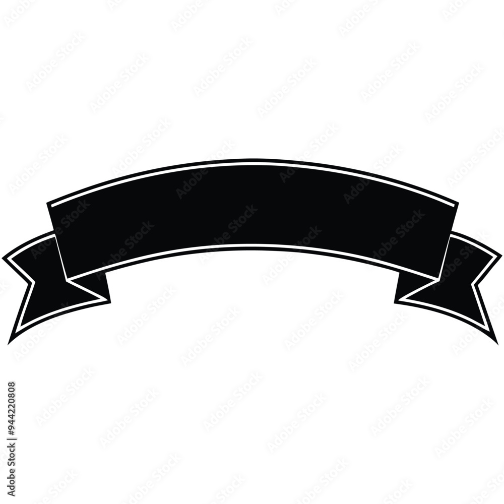 Banner ribbon set silhouette vector black shape Banner ribbon set silhouette vector black shape