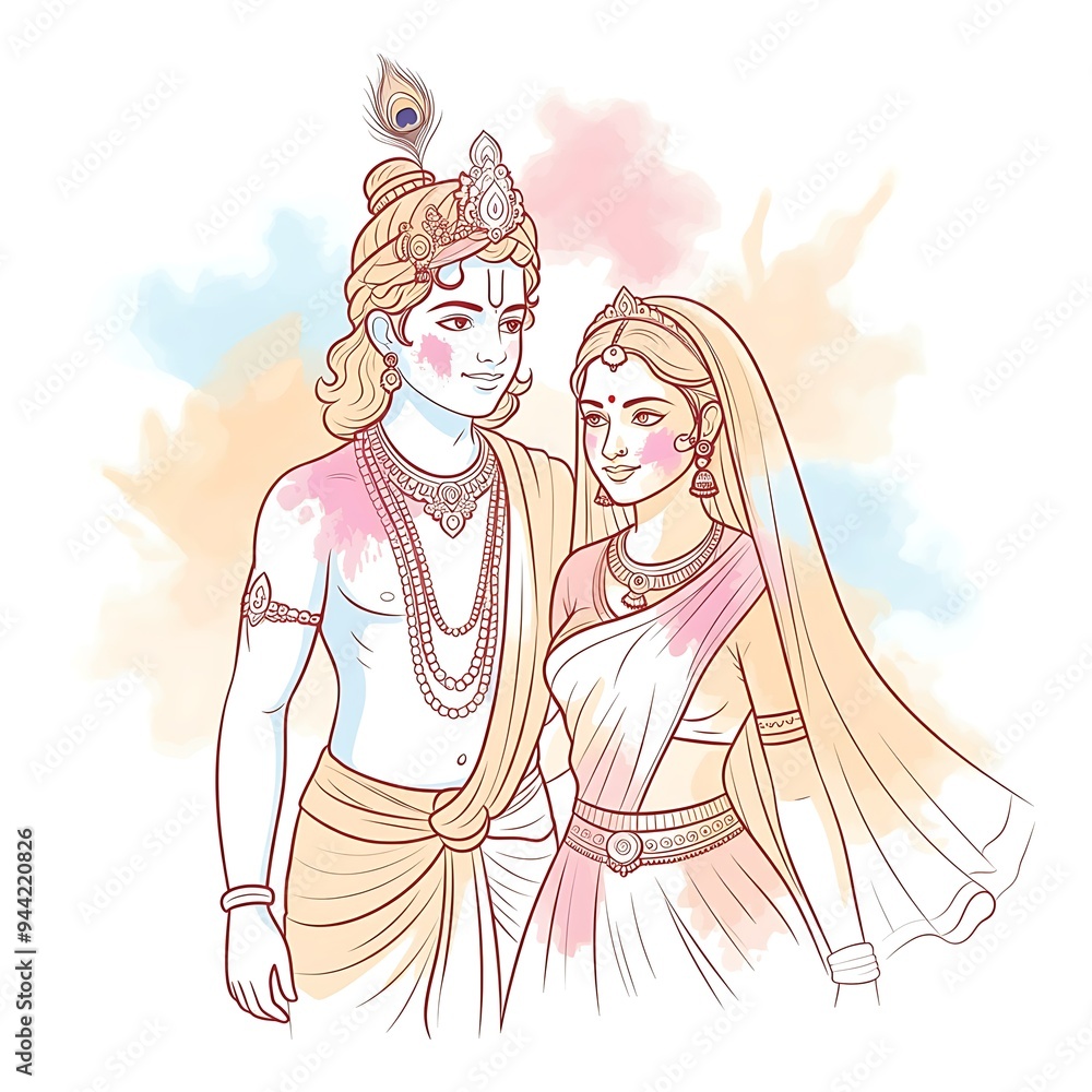 Lord Krishna and Goddess Radha are playing Holi. Lord Krishna and Goddess Radha are playing Holi.