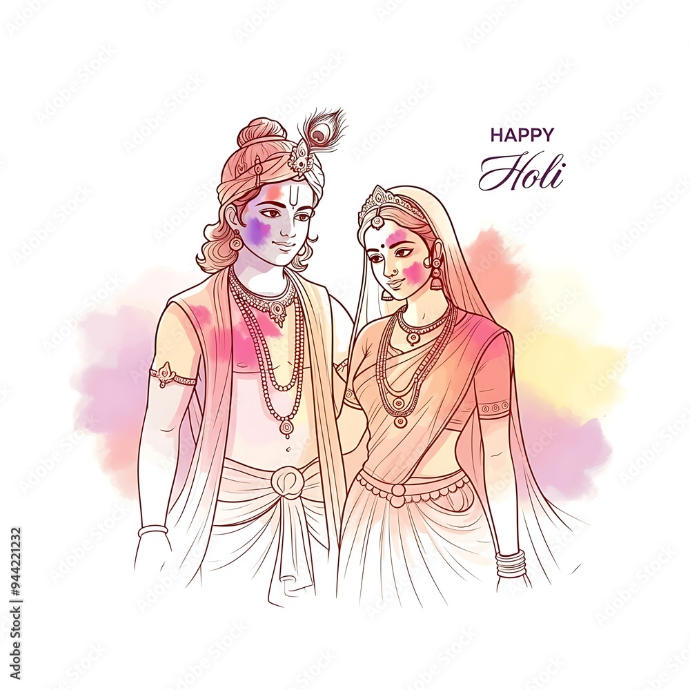 Lord Krishna and Goddess Radha are playing Holi. Lord Krishna and Goddess Radha are playing Holi.
