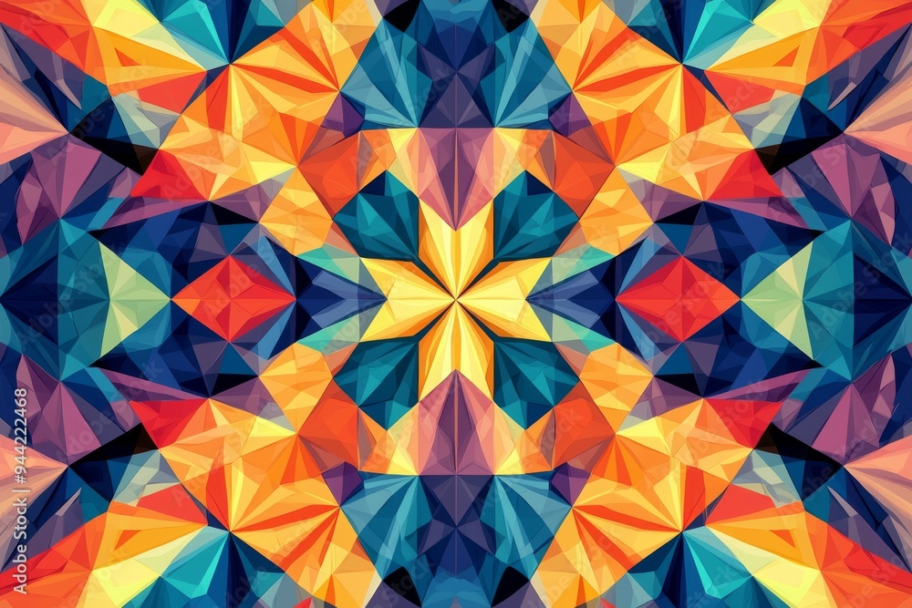 Abstract Geometric Pattern with Vibrant Colors created with Generative AI Abstract Geometric Pattern with Vibrant Colors created with Generative AI