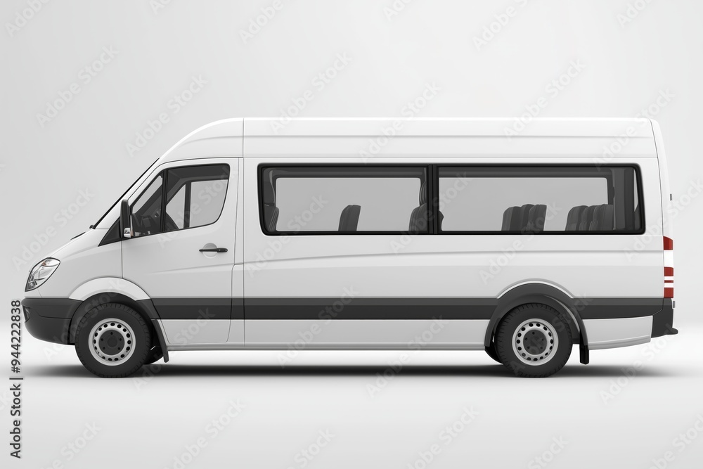 white minibus isolated on white background side view white minibus isolated on white background side view