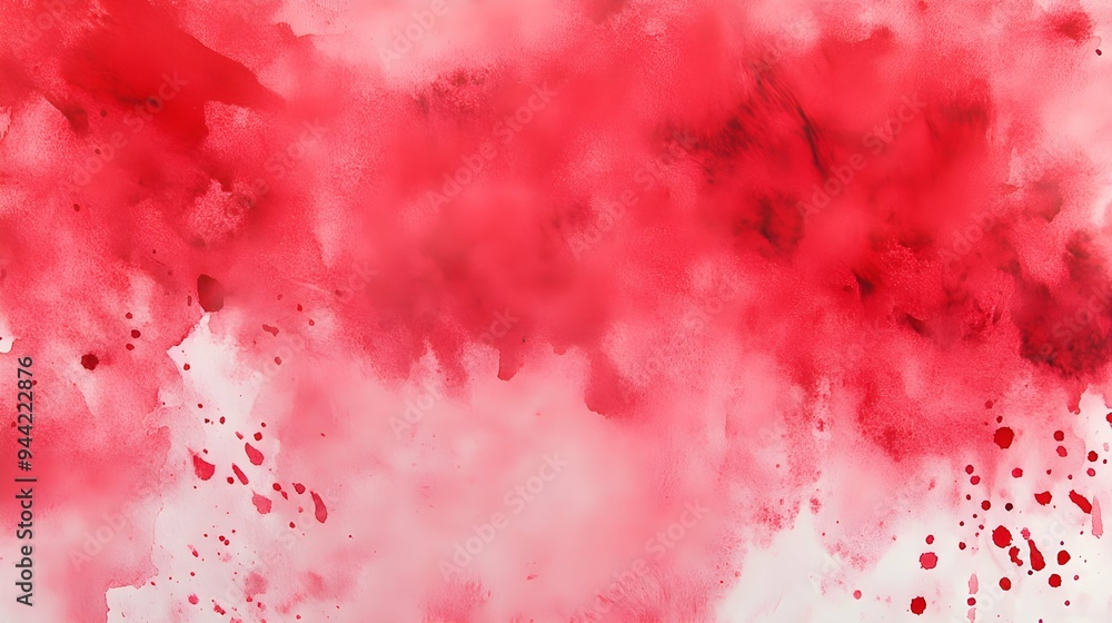 Watercolor painting of abstract red background with splashes and strokes Watercolor painting of abstract red background with splashes and strokes