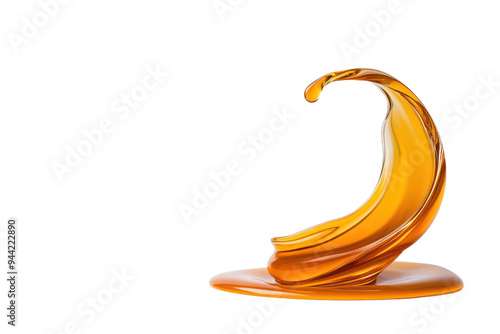 A vibrant splash of honey showcasing its glossy texture and rich golden color, ideal for food and beverage themes isolate on transparency background