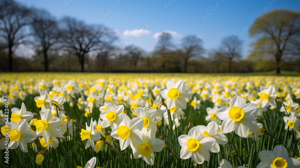 Vibrant Field of Daffodils Blooming in Spring Vibrant Field of Daffodils Blooming in Spring