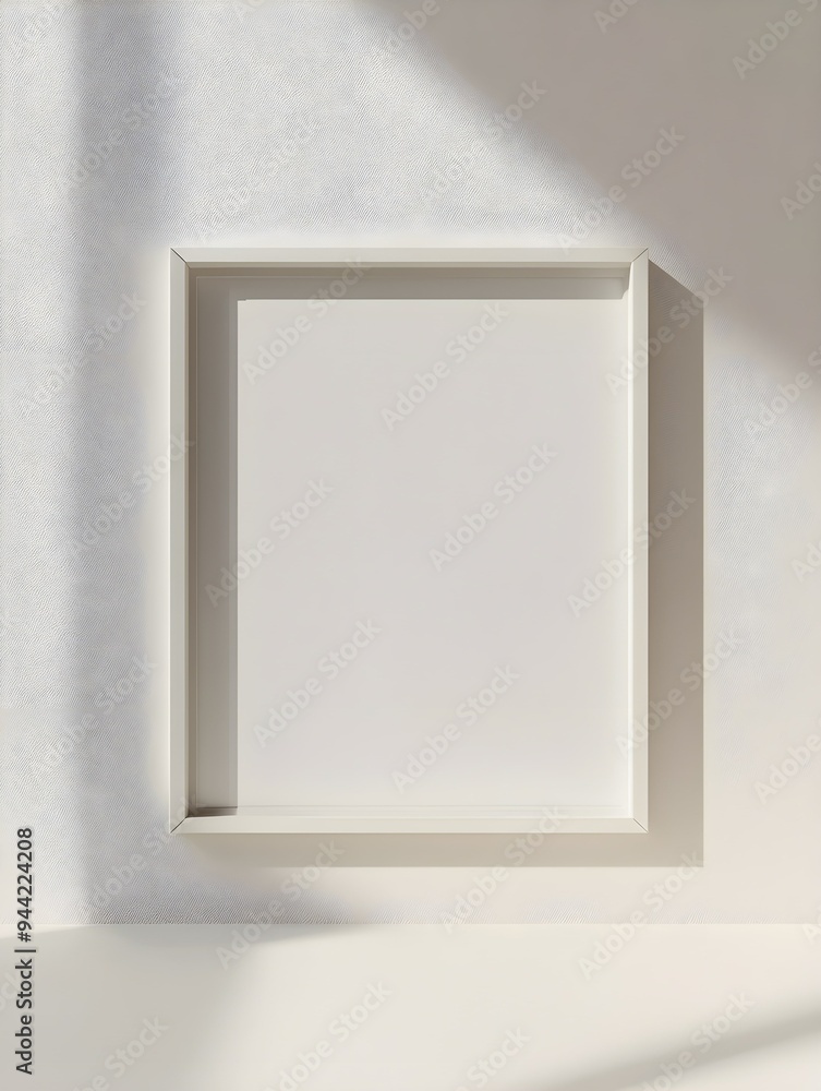 White Poster Frame Mockup with passepartout in empty room, 3d rendering White Poster Frame Mockup with passepartout in empty room, 3d rendering