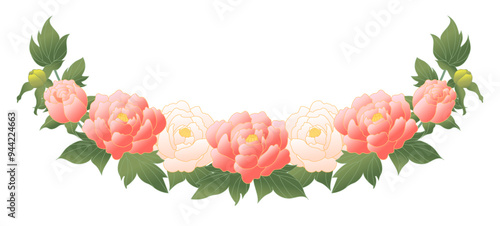 牡丹の花の手書きイラスト