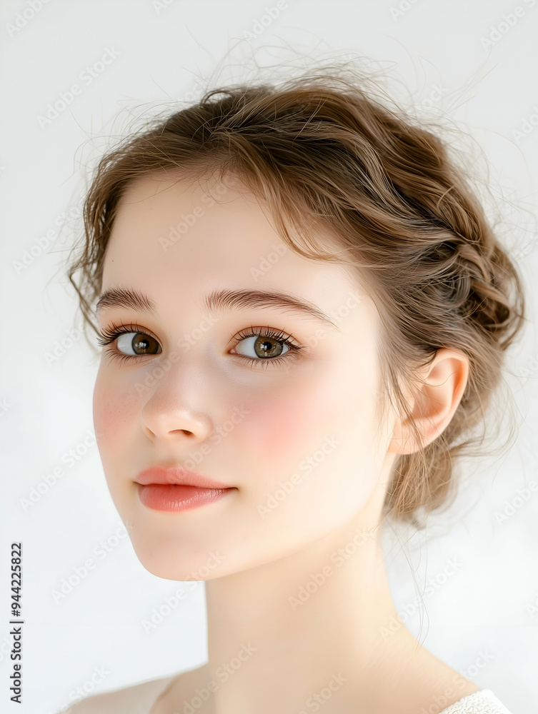 Minimalist Beauty Portrait with Soft Natural Makeup and Clean Background Minimalist Beauty Portrait with Soft Natural Makeup and Clean Background