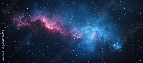 Fototapeta Naklejka Na Ścianę i Meble -  3D cartoon depiction of a night sky featuring nebulae and stars for a web banner with a space theme