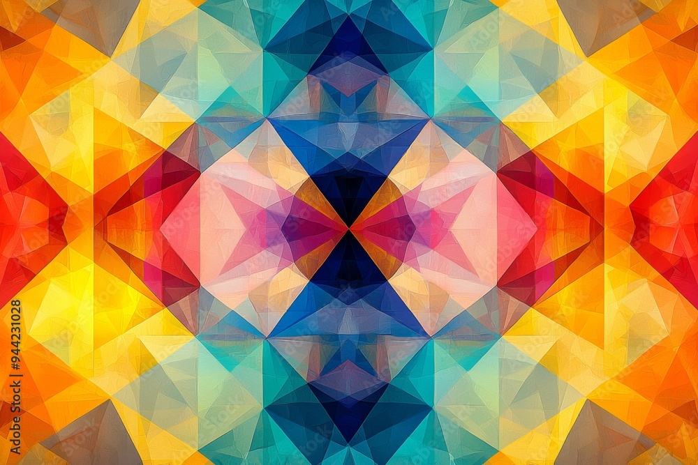 Obraz premium Abstract Geometric Pattern with Vibrant Colors created with Generative AI
