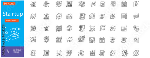 startup icon set line editable stroke