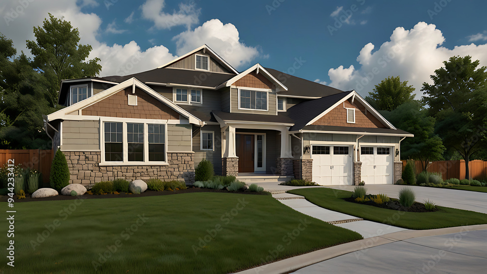 A modern suburban house exterior A modern suburban house exterior