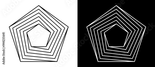 Obraz na plátně Geometric spiral pentagon shape as modern design element or icon