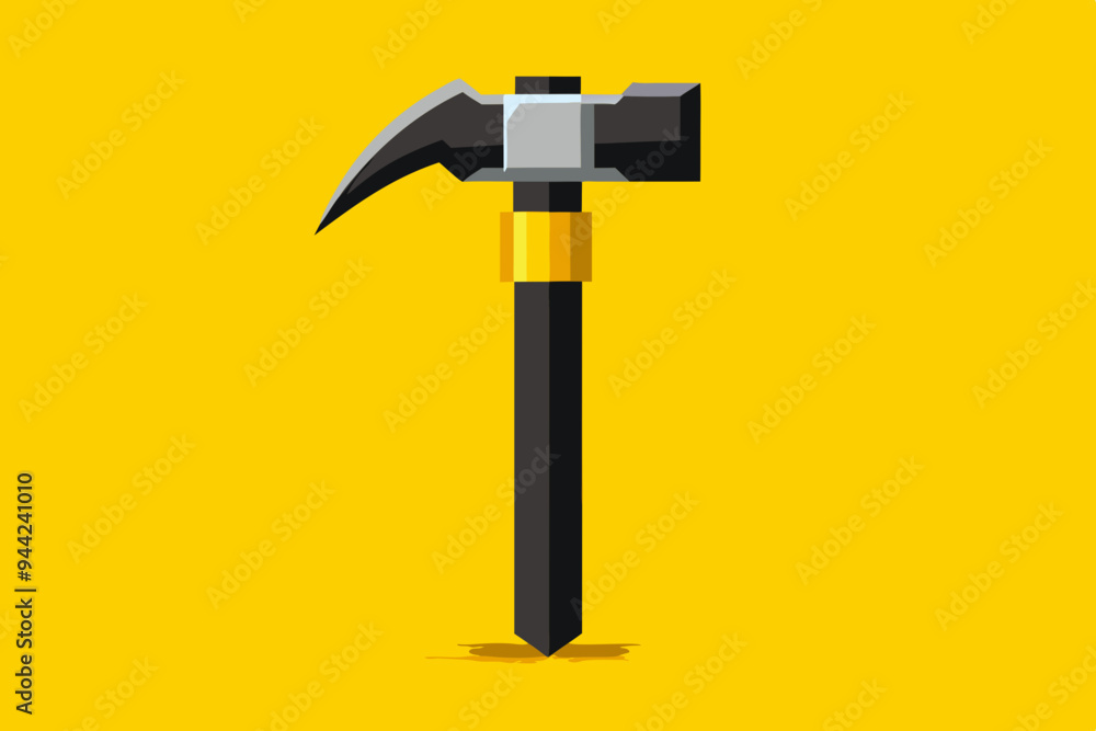 A hammer with a black grip and a sharp claw head set against a bright yellow backdrop, emphasizing its modern design and functionality.
A hammer with a black grip and a sharp claw head set against a bright yellow backdrop, emphasizing its modern design and functionality.