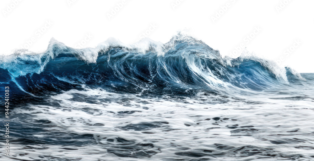 PNG Dynamic ocean waves crashing powerfully