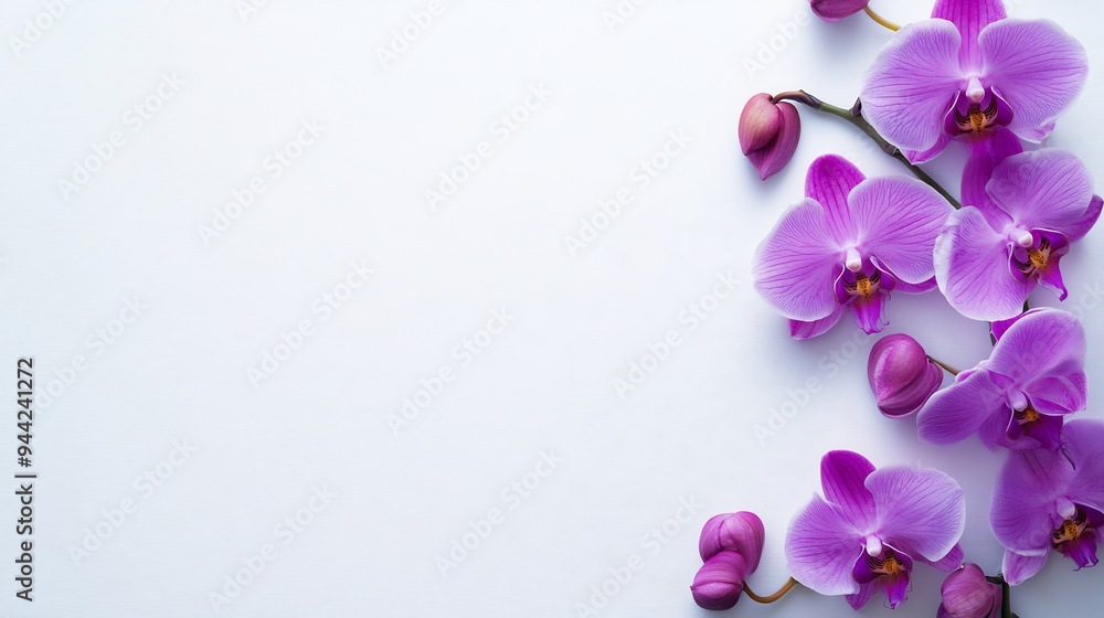 Purple Orchids on a White Background Purple Orchids on a White Background
