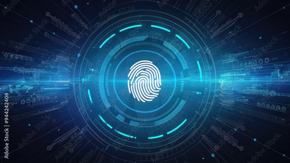 Fingerprint Scanning Technology Concept - 2D Illustration Fingerprint Scanning Technology Concept - 2D Illustration