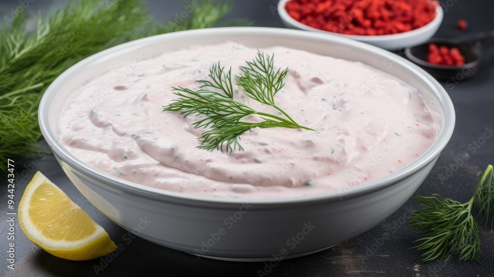 Creamy Pink Sauce with Dill Garnish - A Culinary Delight Creamy Pink Sauce with Dill Garnish - A Culinary Delight