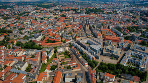 Wallpaper Mural A wide angle aerial view of the old town of the city Halle (Saale)  on a summer noon in Germany. Torontodigital.ca