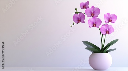 Pink Orchid Plant in White Pot