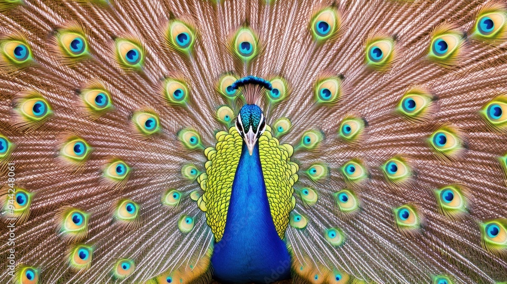 Obraz premium Peacock Displaying its Vibrant Plumage