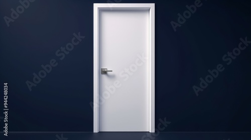 Modern White Door with Blue Wall - Minimalist Interior Design