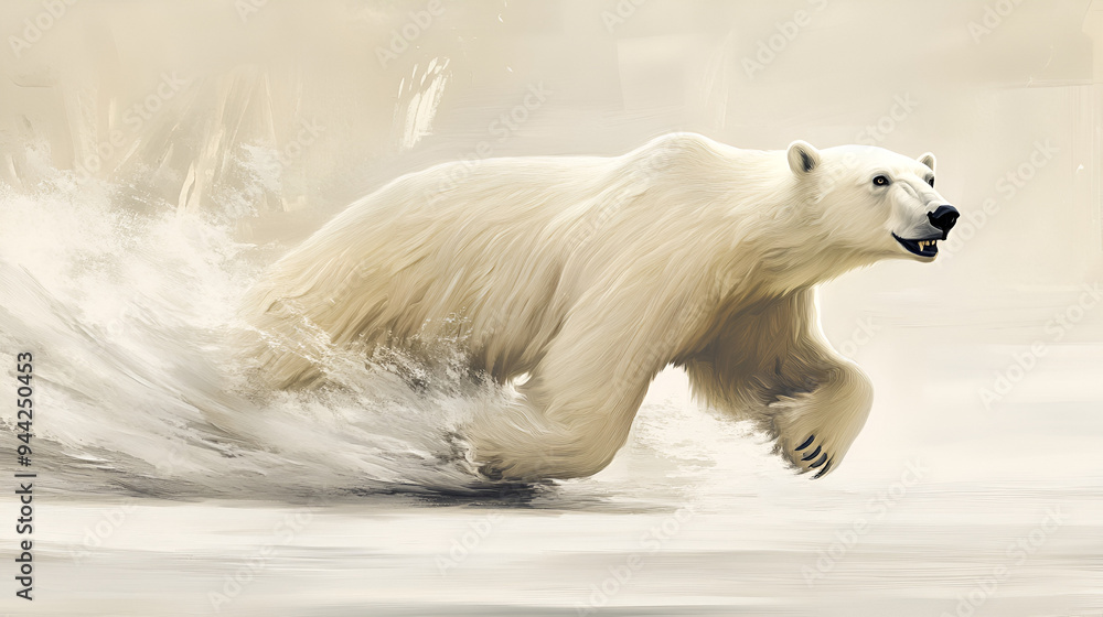 Artistic Style Painting A Running Polar Bear Hunting Polar Bear Aspect 16:9 Artistic Style Painting A Running Polar Bear Hunting Polar Bear Aspect 16:9