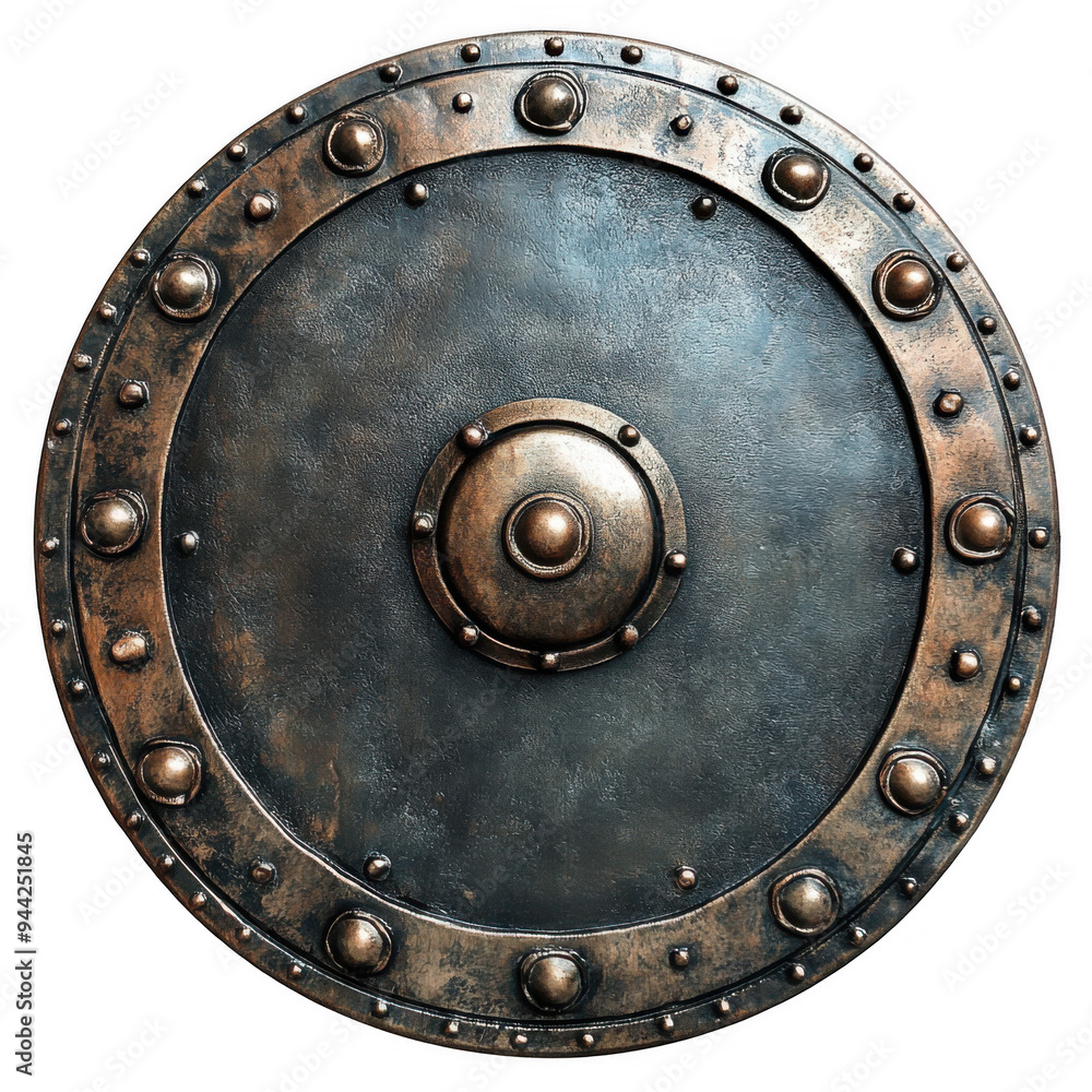 Naklejka premium Round Metallic Shield with Rivets