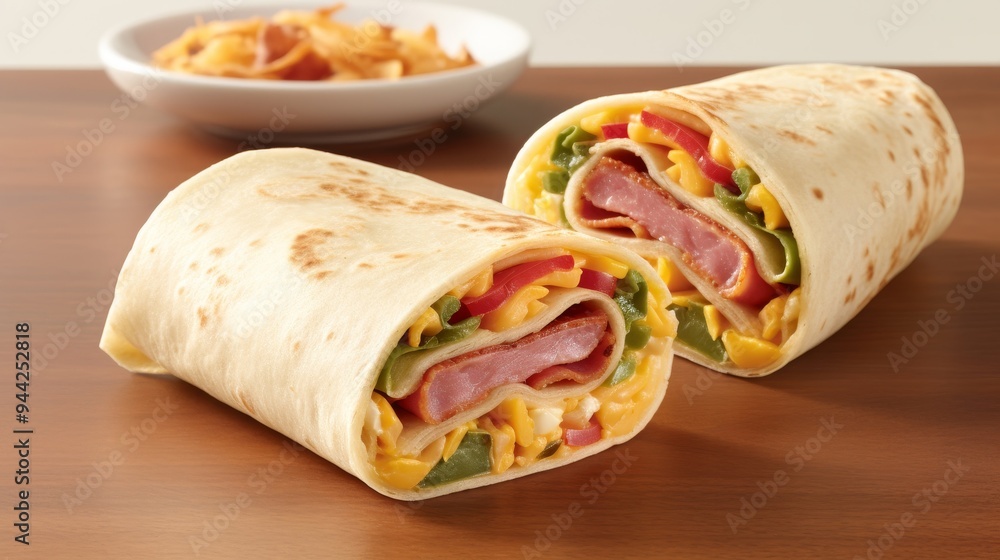 Ham and Cheese Wrap with Green Peppers and Corn Ham and Cheese Wrap with Green Peppers and Corn