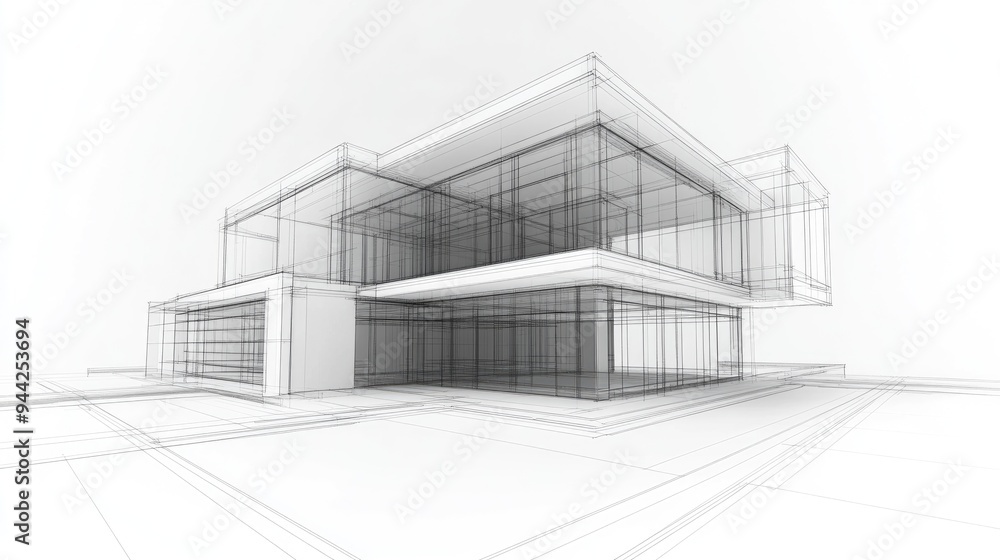 Contemporary Structure Design Blueprint or Wireframe Contemporary Structure Design Blueprint or Wireframe