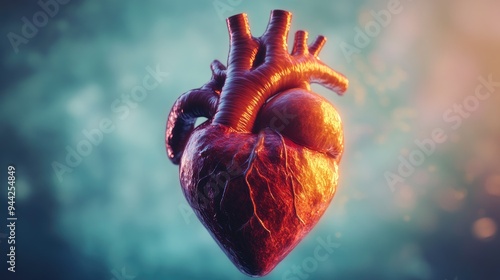 A human heart is an essential muscle that circulates blood throughout the body supplying oxygen and nutrients necessary for proper functioning 3D photo