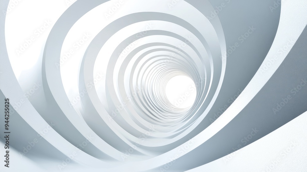Obraz premium Abstract architectural background featuring a 3D rendering of a white circular tunnel structure representing a unique engineering concept