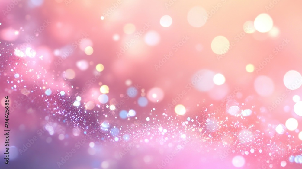 Abstract pink backdrop featuring blue bokeh sparkles