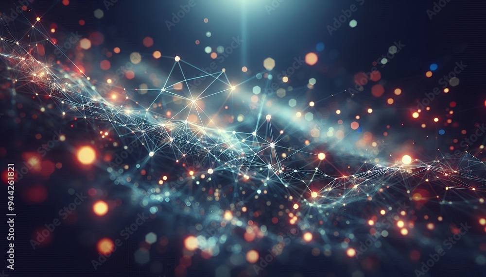 Fototapeta premium Abstract digital background of points and lines with glowing plexus