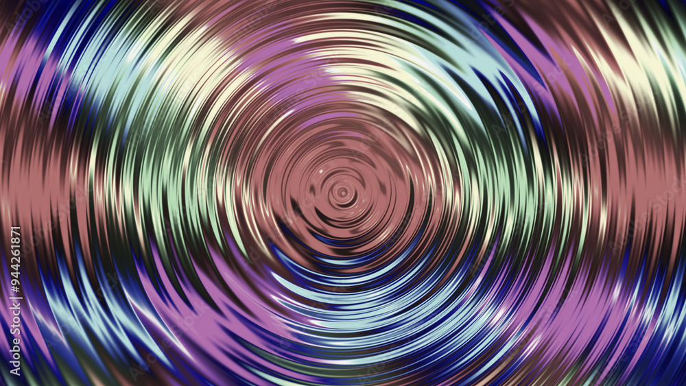 Fototapeta premium Colorful concentric neon circle. Multicolor swirl background. Neon futuristic abstract magic circle. Spiral illustration. Wavy pattern. 3D rendering.