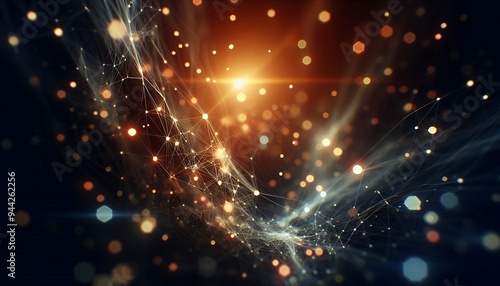 Abstract digital background of points and lines with glowing plexus