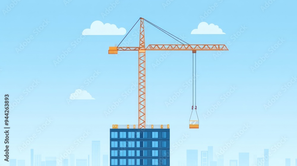 Construction Crane Lifting Building Materials Construction Crane Lifting Building Materials