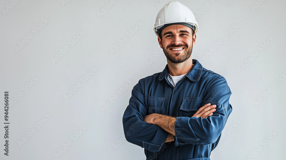 portrait of a engineer smiling in an white hardhat portrait of a engineer smiling in an white hardhat