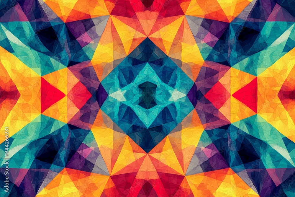 Abstract Geometric Pattern with Vibrant Colors created with Generative AI Abstract Geometric Pattern with Vibrant Colors created with Generative AI